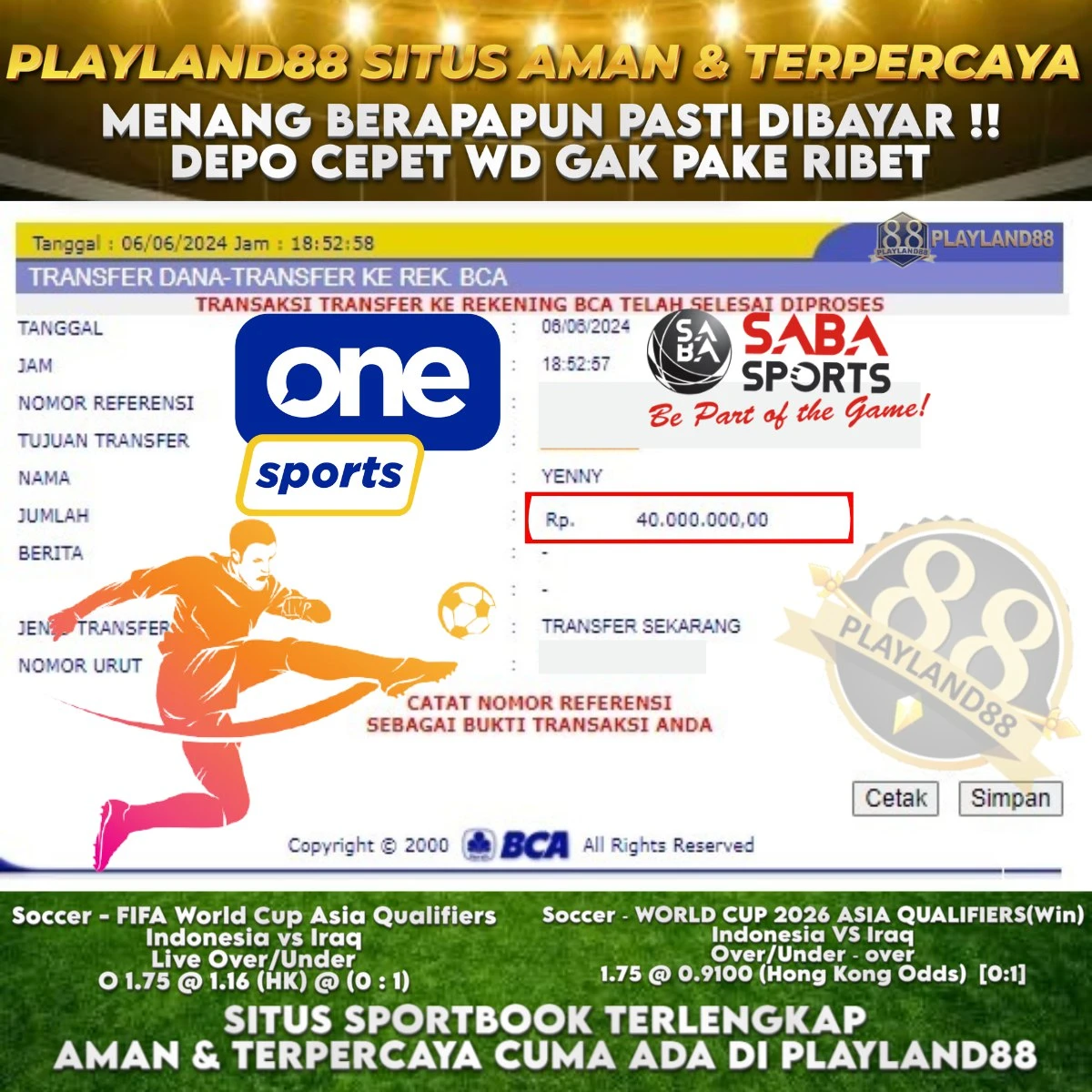 BUKTI JACKPOT SPORTBOOK PLAYLAND88
