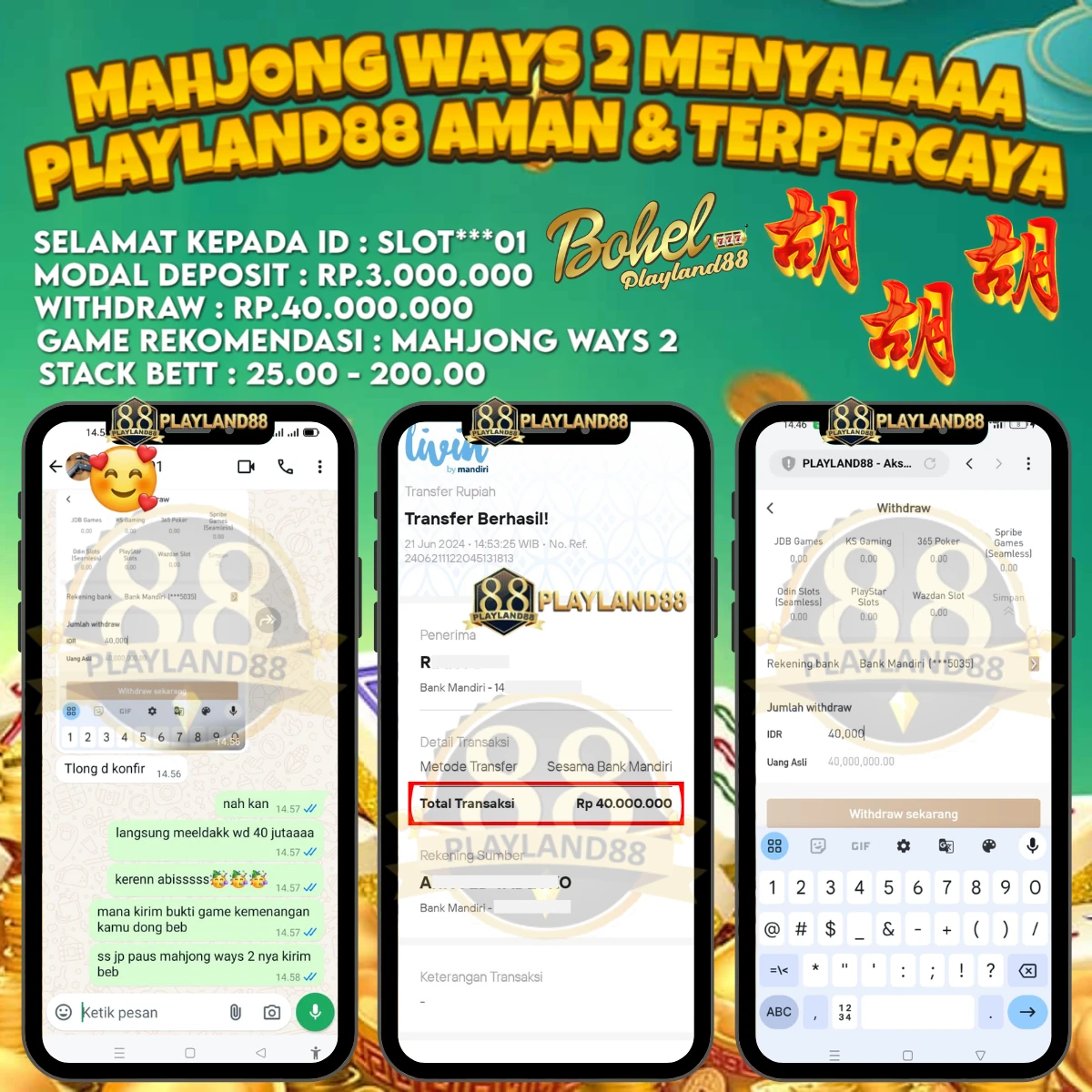 BUKTI JACKPOT MAHJONG WAYS 2 PLAYLAND88